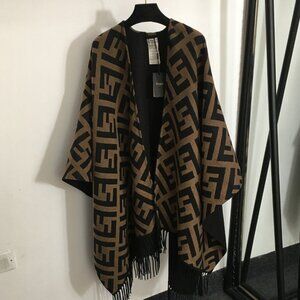 Fendi FF Reversible Cashmere Cape Shawl Wrap